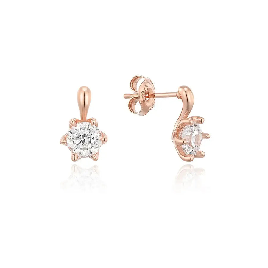 OST - Prong Setting Simulated Diamond Rose Gold Earrings - OST - Jewelry - Harumio
