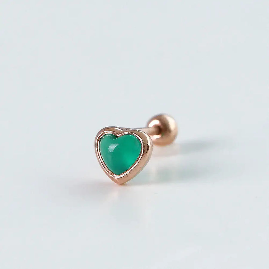 CLUE - Wish Spell Natural Stone Heart Silver Ear Piercing - CLUE - Jewelry - Harumio