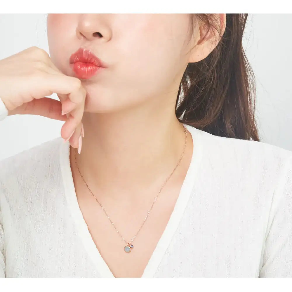 CLUE - Wish Spell Blue Chalcedony Natural Stone Double Pendant Silver Necklace - CLUE - Jewelry - Harumio