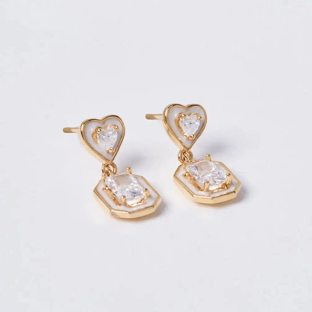 OST - POPTS Collection White Basic Heartstone Drop Earrings - OST - Jewelry - Harumio