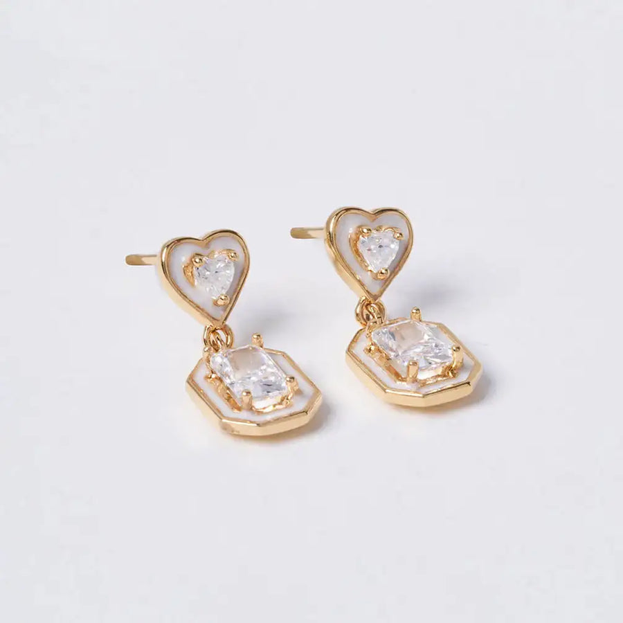 OST - POPTS Collection White Basic Heartstone Drop Earrings - OST - Jewelry - Harumio