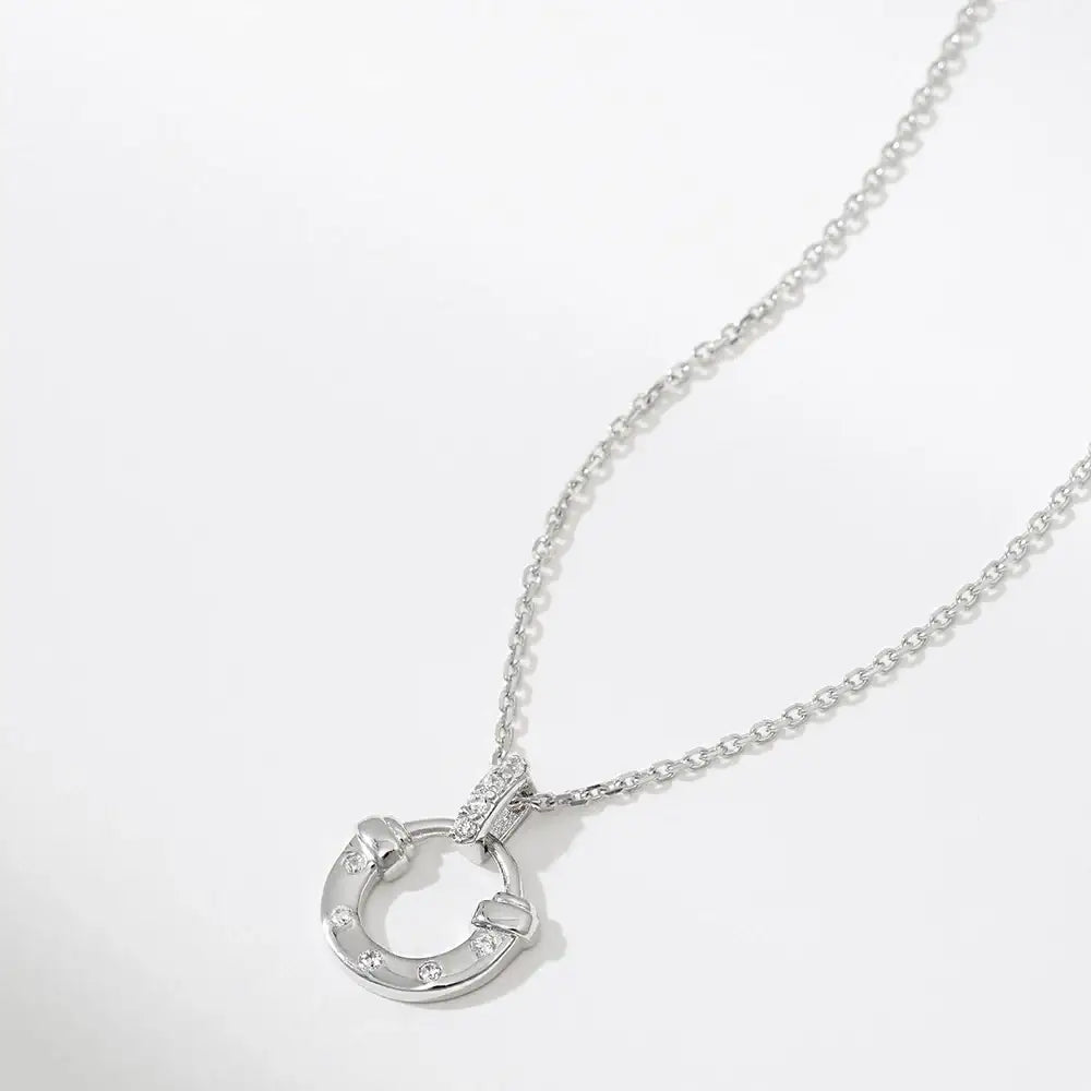 OST - Lucky Rock Horseshoe Stone Silver Necklace - OST - Jewelry - Harumio