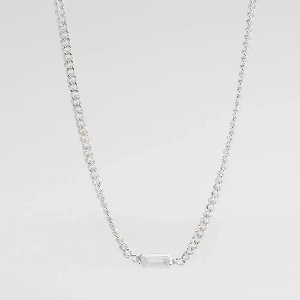OST - Baguette Stone Layered Silver Necklace - OST - Jewelry - Harumio