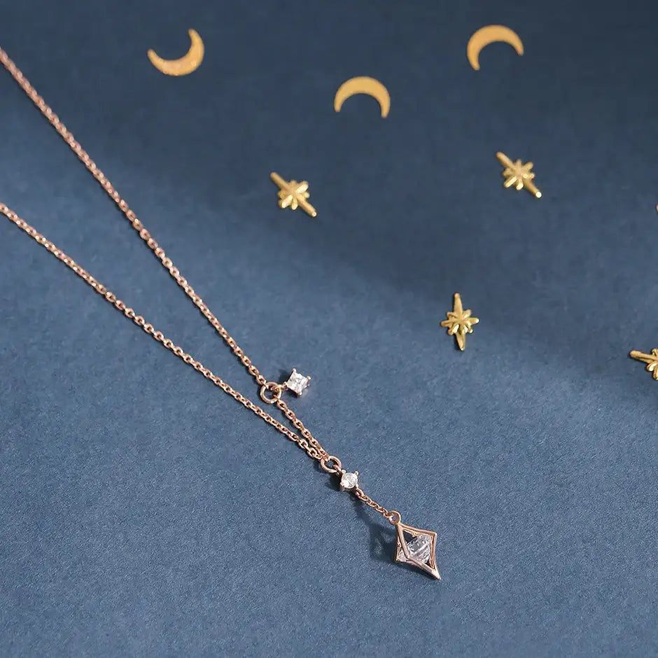 CLUE - Night Sky Engraving Moonlight Silver Necklace - CLUE - Jewelry - Harumio