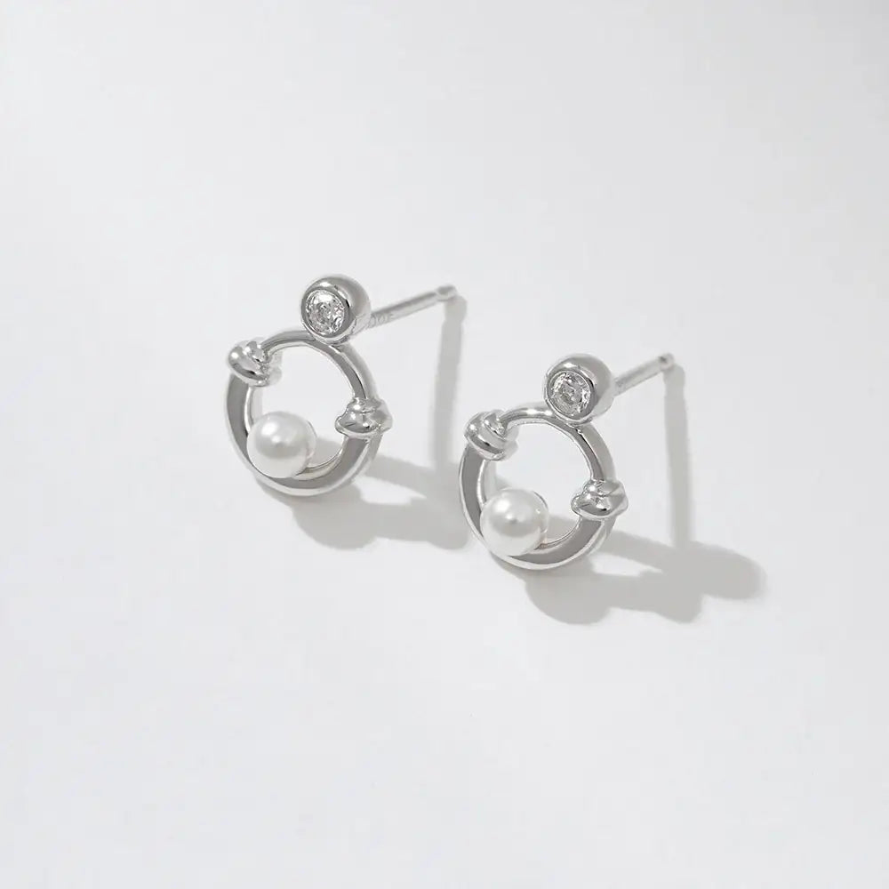 OST - Lucky Rock Horseshoe Stone Pearl Earring - OST - Jewelry - Harumio