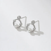 OST - Lucky Rock Horseshoe Stone Pearl Earring - OST - Jewelry - Harumio