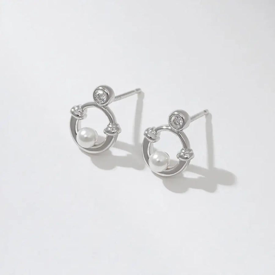 OST - Lucky Rock Horseshoe Stone Pearl Earring - OST - Jewelry - Harumio