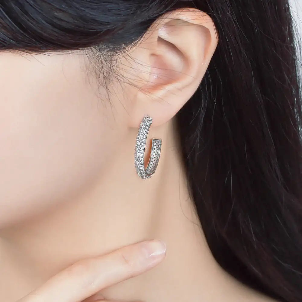 CLUE - Pin Type Cubic Silver Ring Earrings - CLUE - Jewelry - Harumio