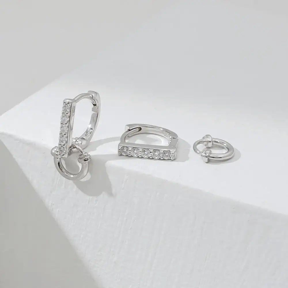 OST - Lucky Lock Two-Way Horseshoe One-Touch Silver Earring - OST - Jewelry - Harumio
