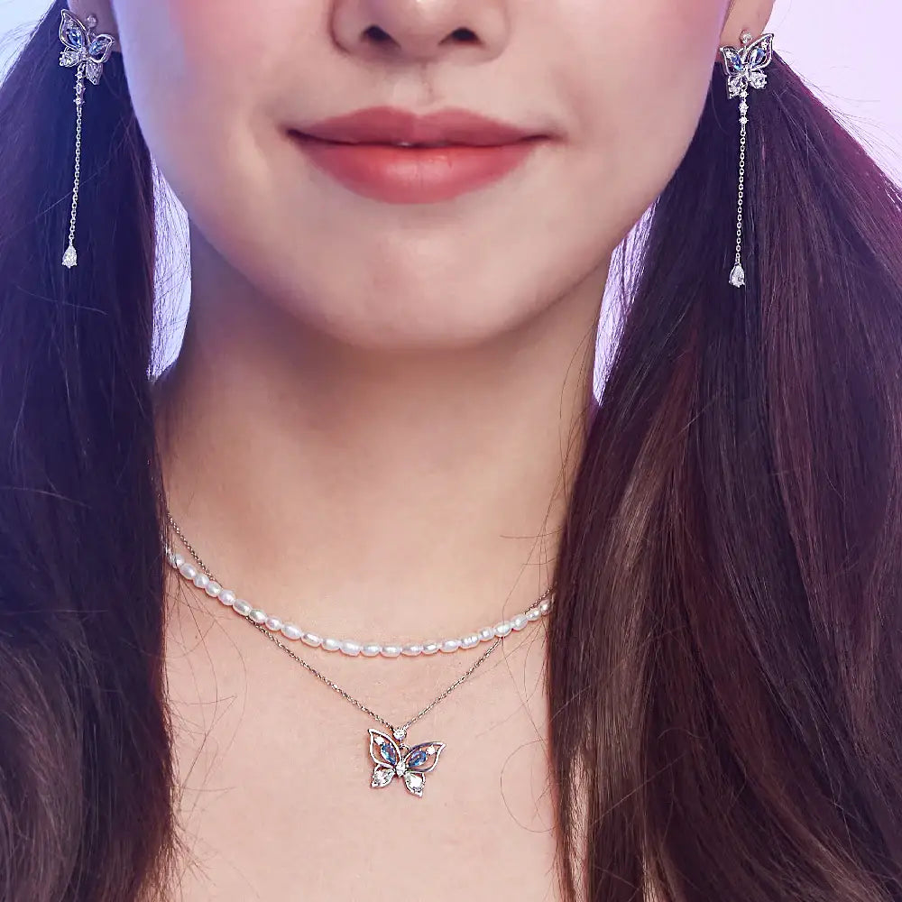 CLUE - Blue Summer Dream Silver Necklace - CLUE - Jewelry - Harumio