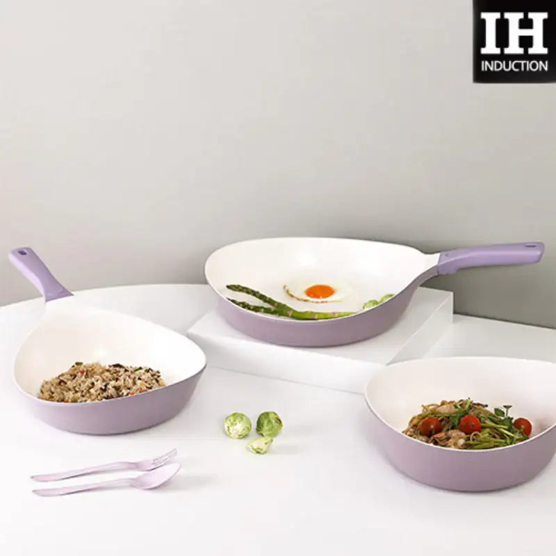 Neoflam - Gaudi Violet Frying Pan Set of 3 - Neoflam - Frying Pan - Harumio