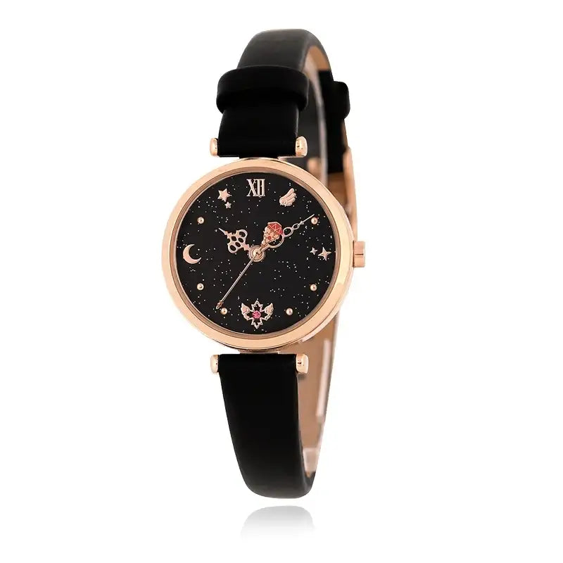 Saint Tail x Clue - Starry Sky Saint Leather Watch - Black - CLUE - Jewelry - Harumio