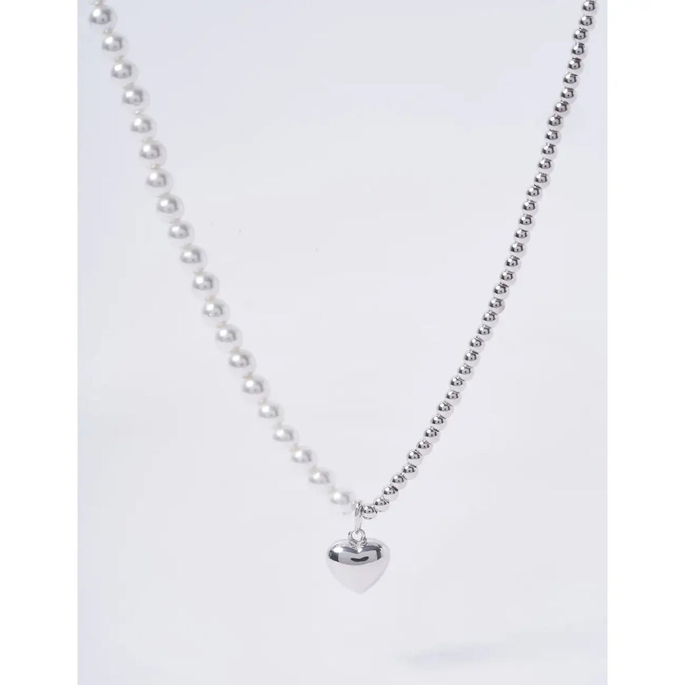 OST - POPTS Collection Half Pearl Earth Heart Necklace - OST - Jewelry - Harumio