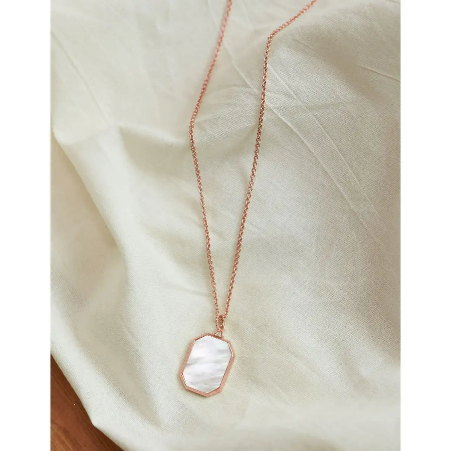 CLUE - C Collection Mother-of-Pearl Pendant Silver Necklace - CLUE - Jewelry - Harumio