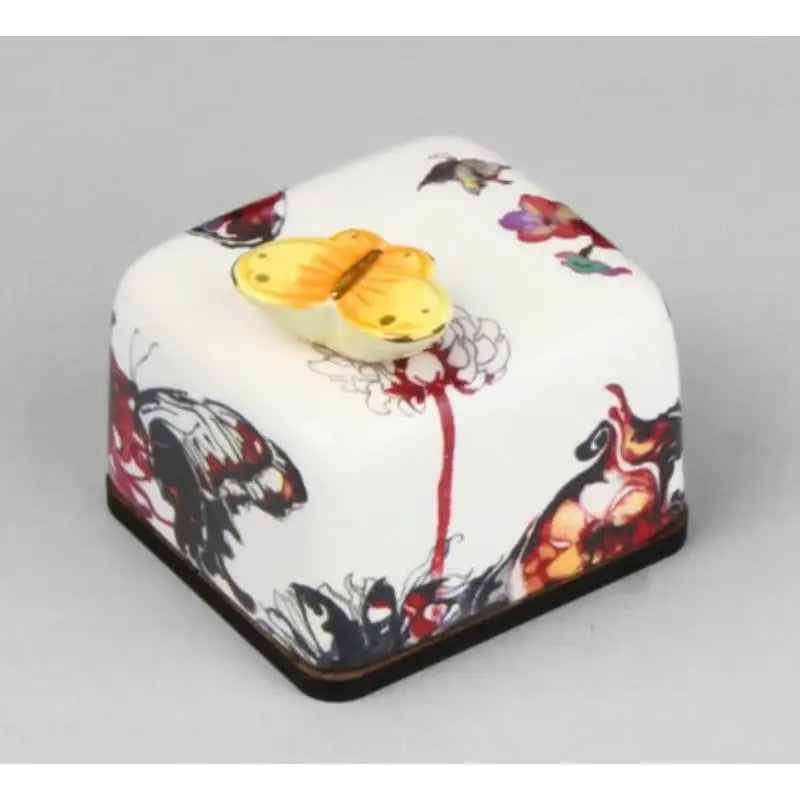HK Studio - Moony Ceramic Flower Butterfly Musical Paperweight - HK Studio - Music Box - Harumio