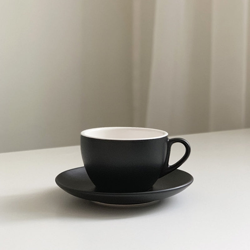 Like A Cafe - Matte Black Coffee Cup & Saucer