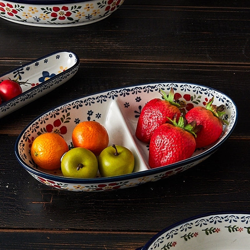Korean Fatima - Oval Two Compartment Plate