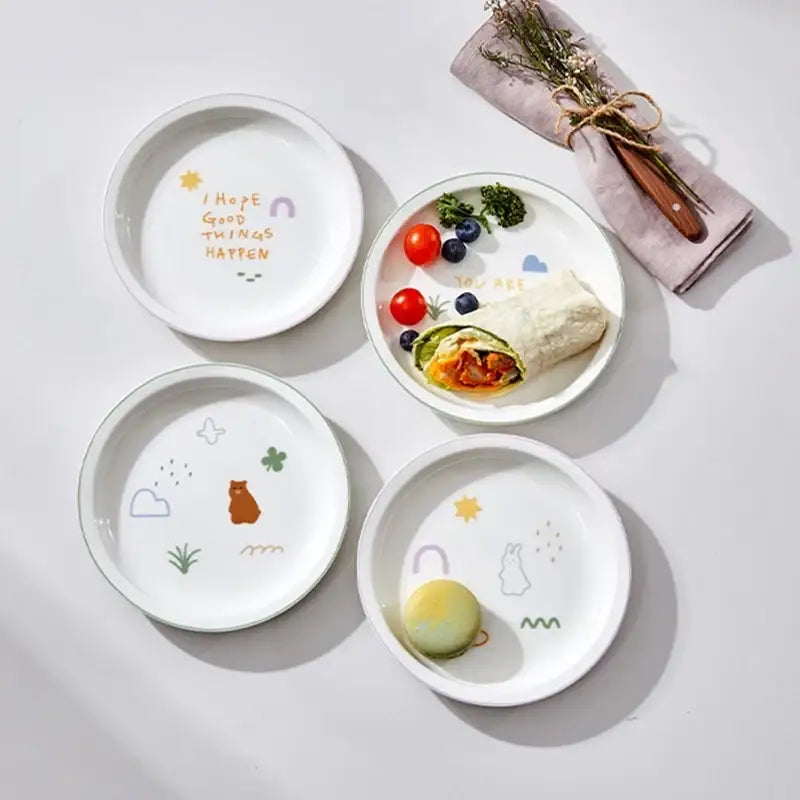 Korean Little Buddy Pom Pom - Plate 4P Set - Modern House - Plates - Harumio