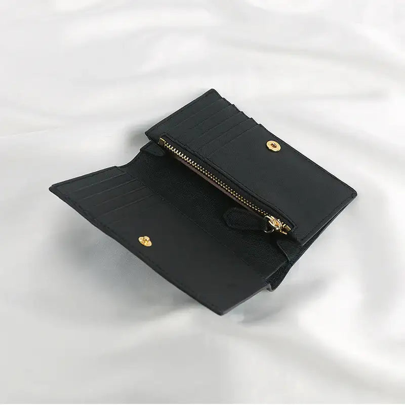 CLUE - Small Autumn Wild Flower Black Medium Wallet - CLUE - Accessories - Harumio