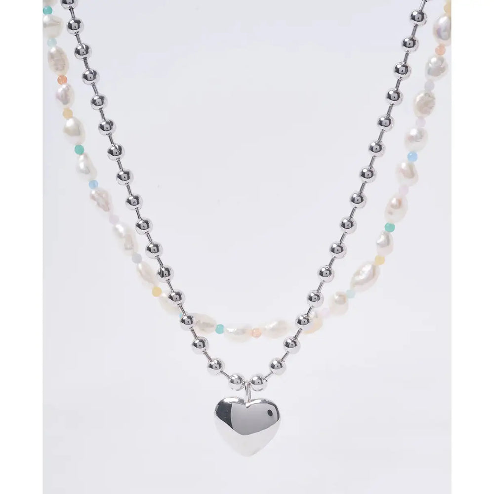 OST - POPTS Collection Pastel Baroque Pearl Earth Heart Necklace - OST - Jewelry - Harumio