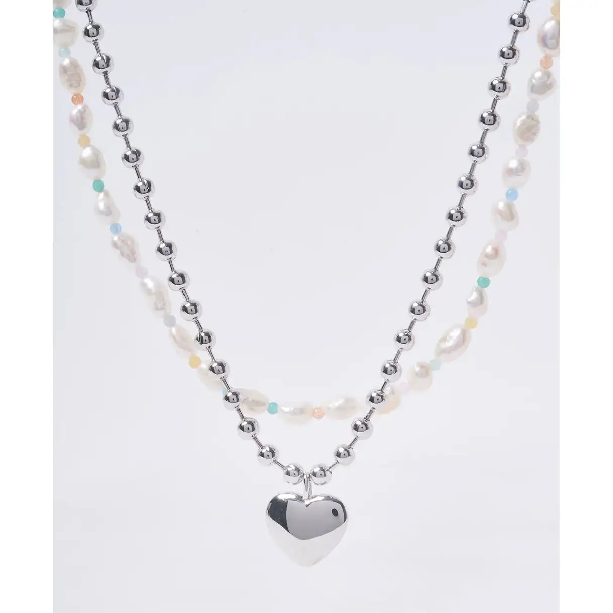 OST - POPTS Collection Pastel Baroque Pearl Earth Heart Necklace - OST - Jewelry - Harumio
