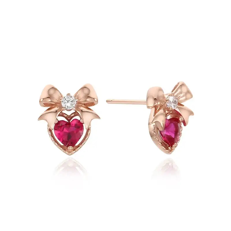 Saint Tail x Clue - Ribbon Heart Silver Earring - CLUE - Jewelry - Harumio
