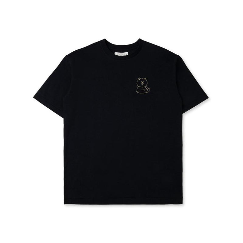 Line Friends - Brown Signature Embroidery Short Sleeve T-shirt