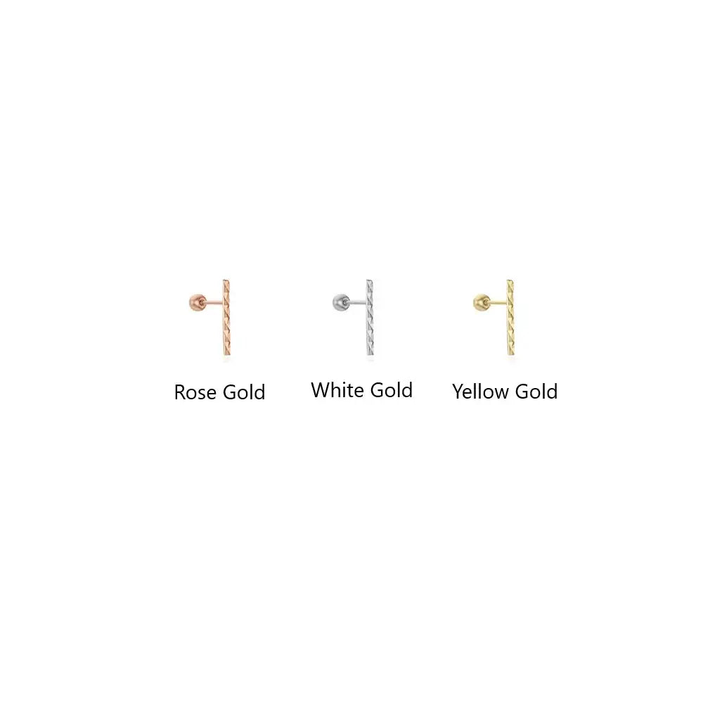 CLUE - Shining Cutting Bar 10K/14K Gold Ear Pierce - CLUE - Jewelry - Harumio