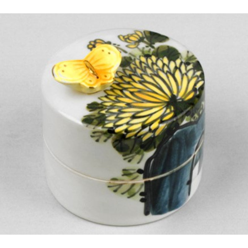 HK Studio - Hand Painted Yellow Chrysanthemum Musical Jewelry Box
