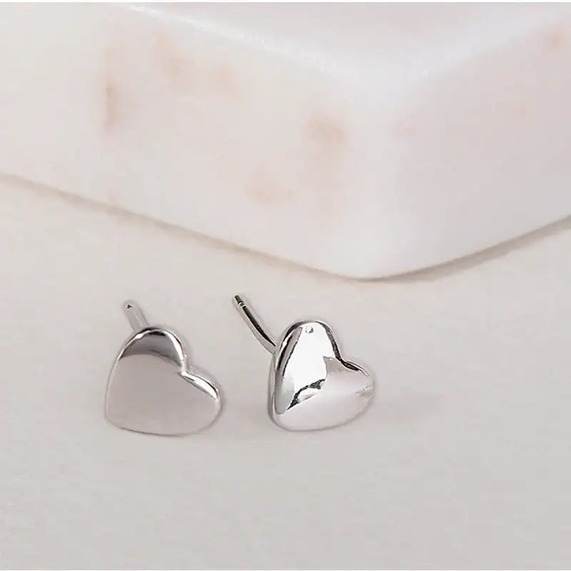 CLUE - Light Embo Heart Silver Earrings - CLUE - Jewelry - Harumio