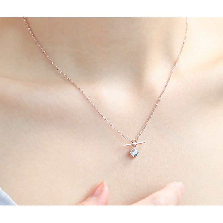 OST - Aquamarine 2-Way Toggle Bar Silver Necklace