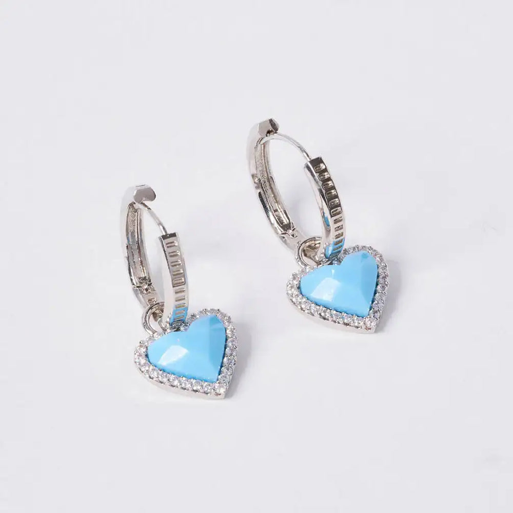 OST - POPTS Collection Mint Rhodium Heart Earrings - OST - Jewelry - Harumio