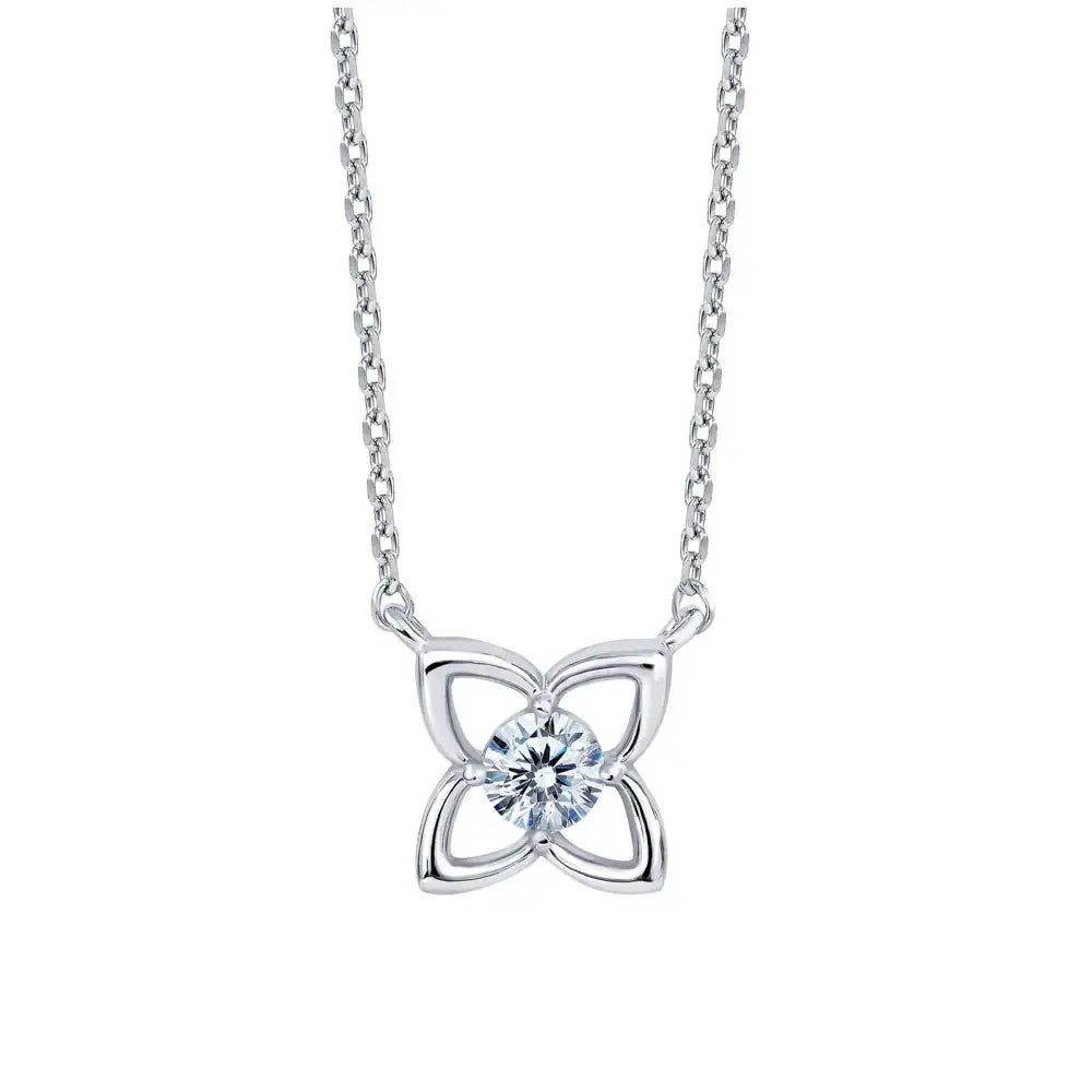 OST - Simulated Diamond 0.3ct Flower Silver Necklace - OST - Jewelry - Harumio