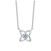 OST - Simulated Diamond 0.3ct Flower Silver Necklace - OST - Jewelry - Harumio