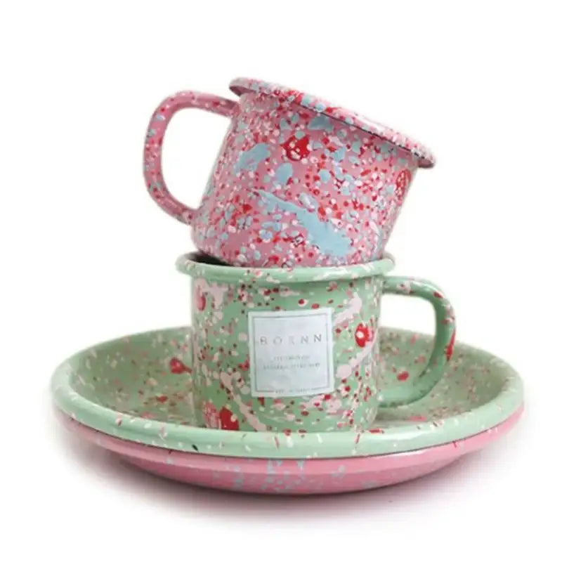 Like A Cafe - Bornn Enamel Island Breeze - Mug & Small Flat Plate - Like A Cafe - Home & Living - Harumio