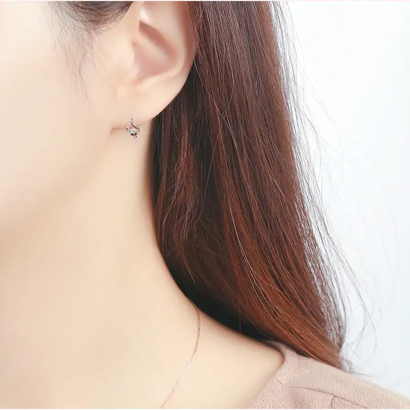 CLUE - Water Drop Rose Gold Silver Earrings