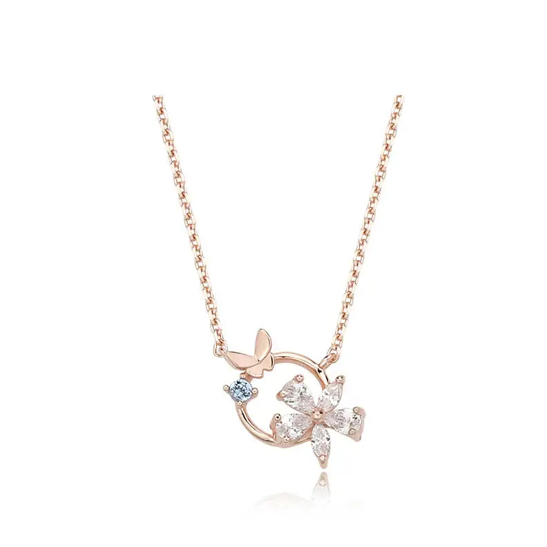 CLUE - Aquamarine Daffodil Silver Necklace - CLUE - Jewelry - Harumio