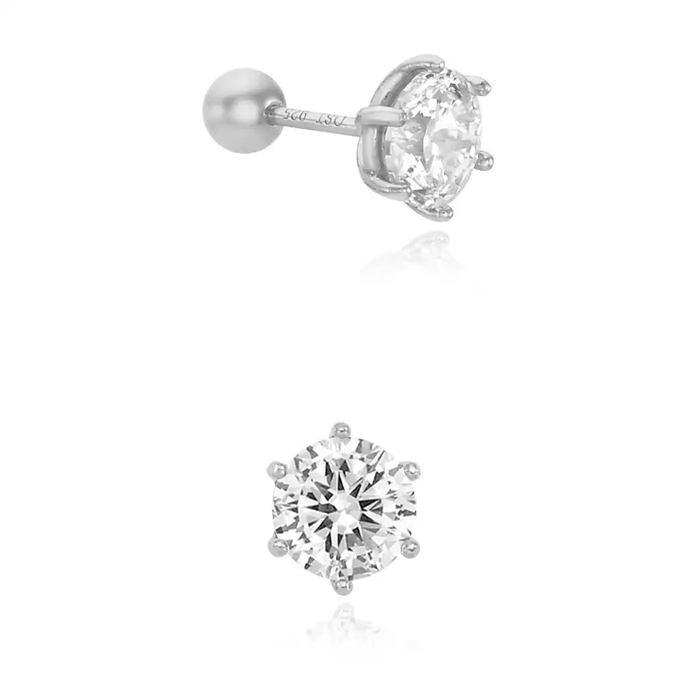 OST - Simulated Diamond 1ct Solitaire Ear Pierce - OST - Jewelry - Harumio