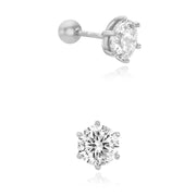 OST - Simulated Diamond 1ct Solitaire Ear Pierce - OST - Jewelry - Harumio