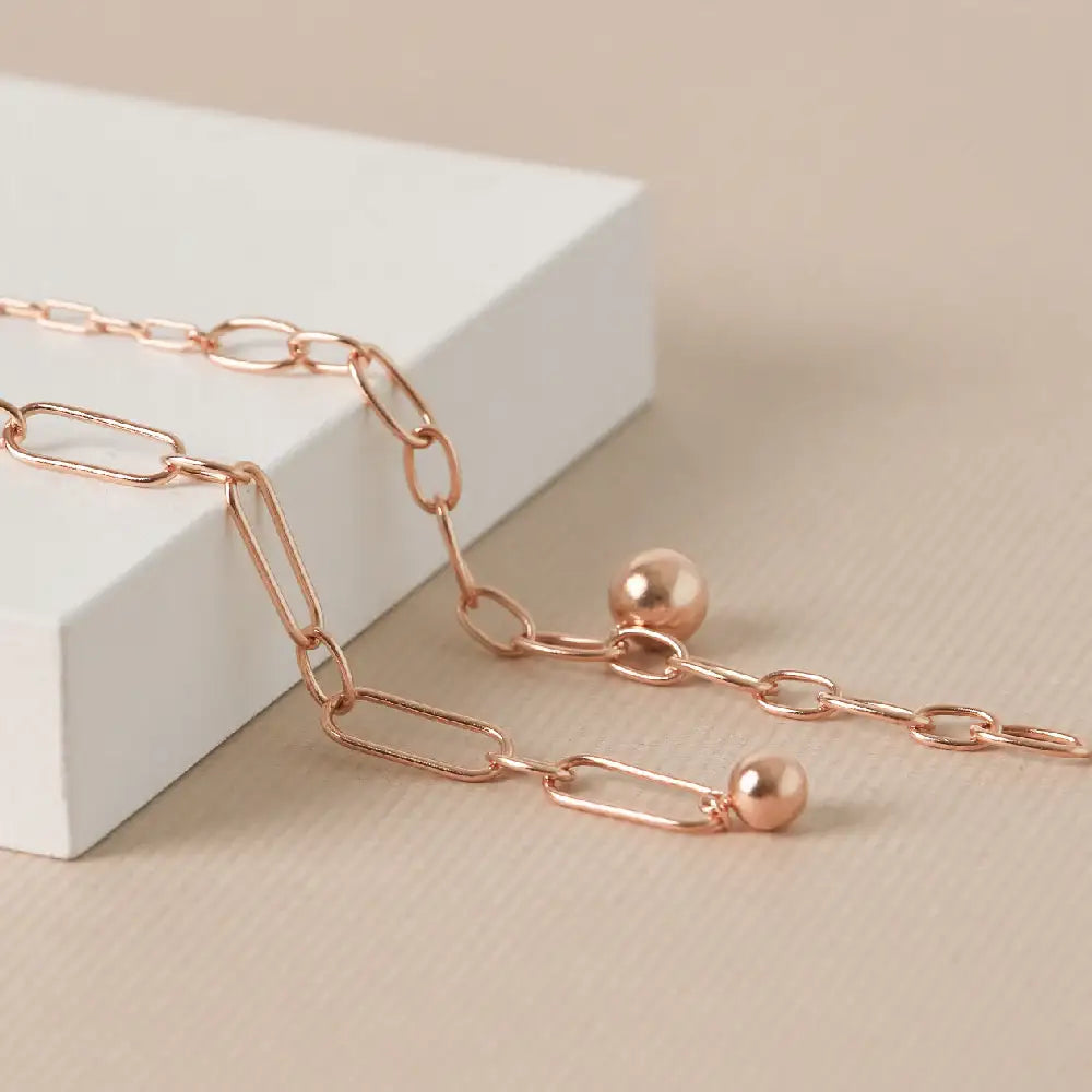 CLUE - Ball Chain Rose Gold Necklace - CLUE - Jewelry - Harumio