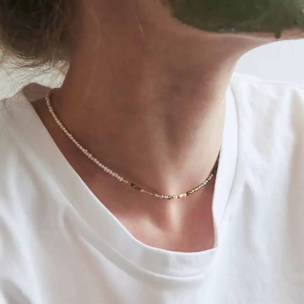 CLUE - C Collection Natural Stone Pearl Bead Silver Necklace - CLUE - Jewelry - Harumio