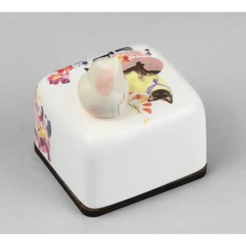 HK Studio - Moony Ceramic Flower Cat Musical Paperweight - HK Studio - Music Box - Harumio