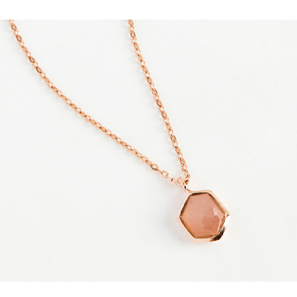 CLUE - Wish Spell Peach Moonstone Natural Stone Silver Necklace