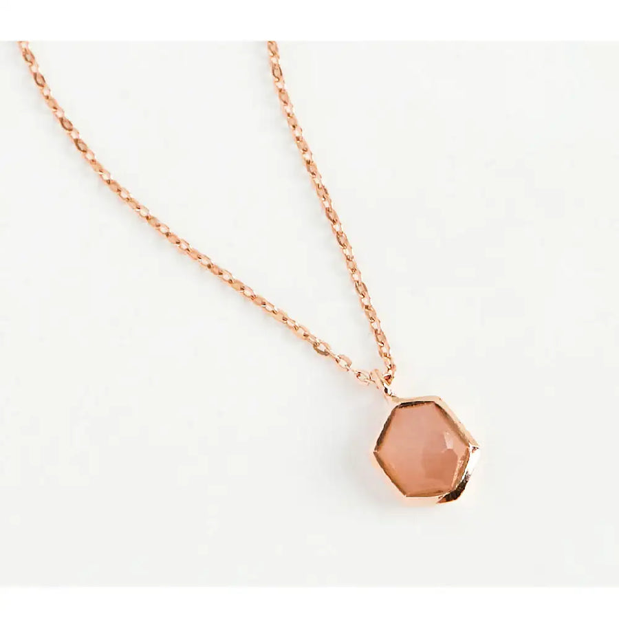 CLUE - Wish Spell Peach Moonstone Natural Stone Silver Necklace - CLUE - Jewelry - Harumio