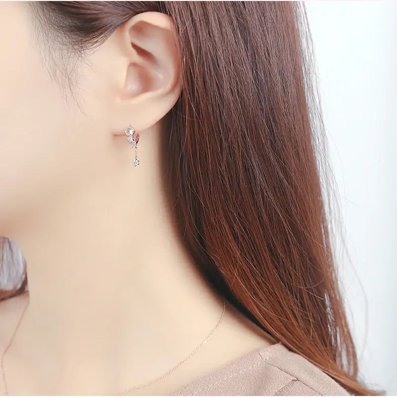 CLUE - Twinkle Drop One Touch Silver Earrings - CLUE - Jewelry - Harumio