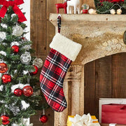 Korean Red Check - Santa Socks - Modern House - Socks - Harumio