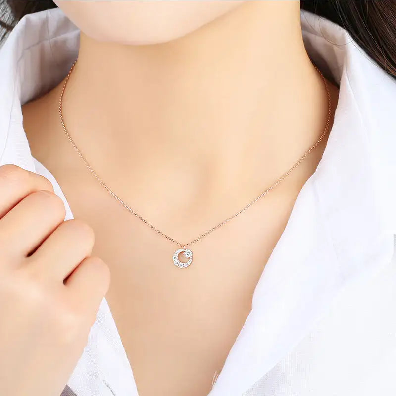 CLUE - Round Moonlight Rose Gold Necklace - CLUE - Jewelry - Harumio