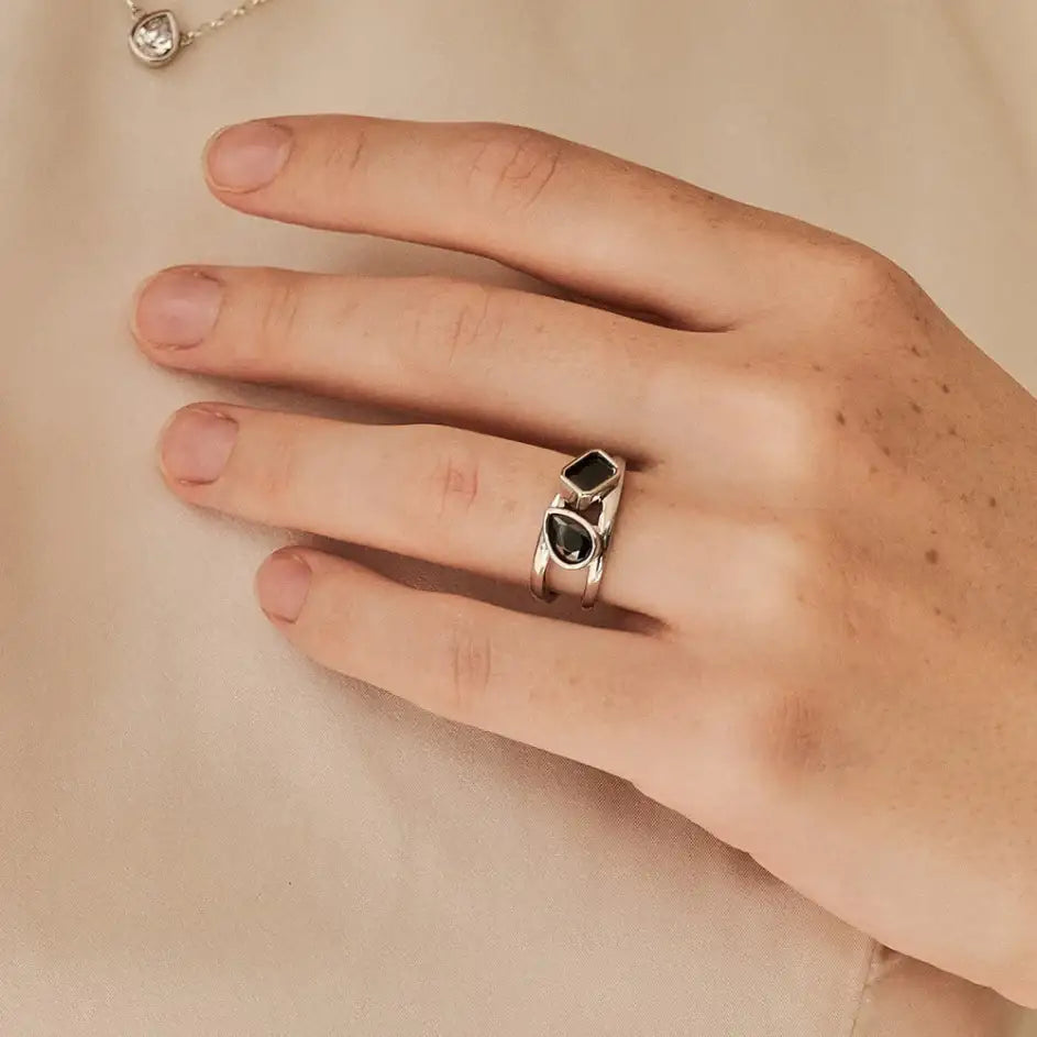 OST - EarthQ Pure Drop Black Ring - OST - Jewelry - Harumio