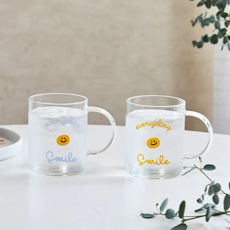 Korean ON Smile - Heat Resistant Glass Mug 2P Set