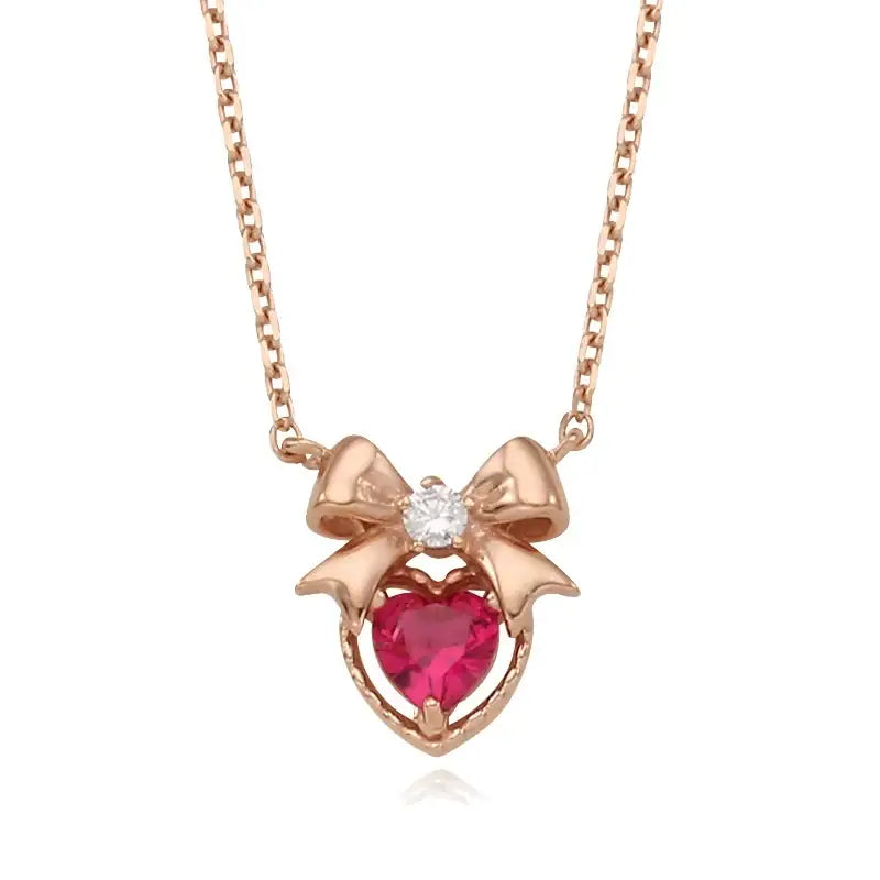 Saint Tail x Clue - Ribbon Heart Silver Necklace - CLUE - Jewelry - Harumio